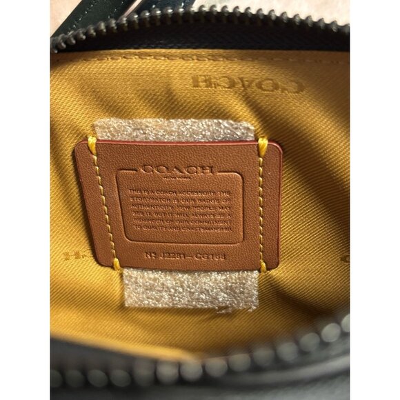 Coach Green Leather Kira Crossbody Bag NYC College Patch Football NWT - Picture 7 of 11